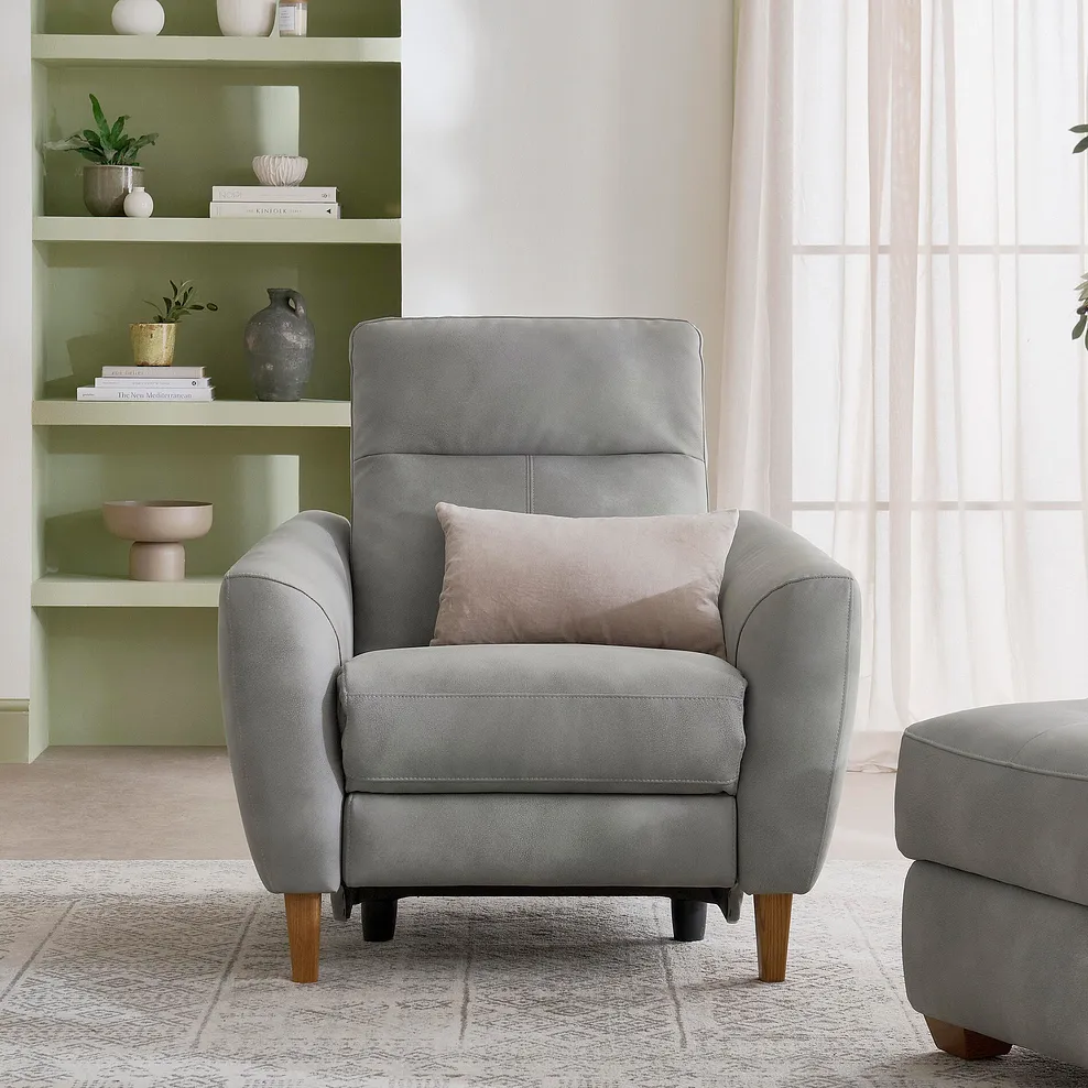 DYLAN Electric Recliner Armchair Oxford Grey Fabric - Image 5