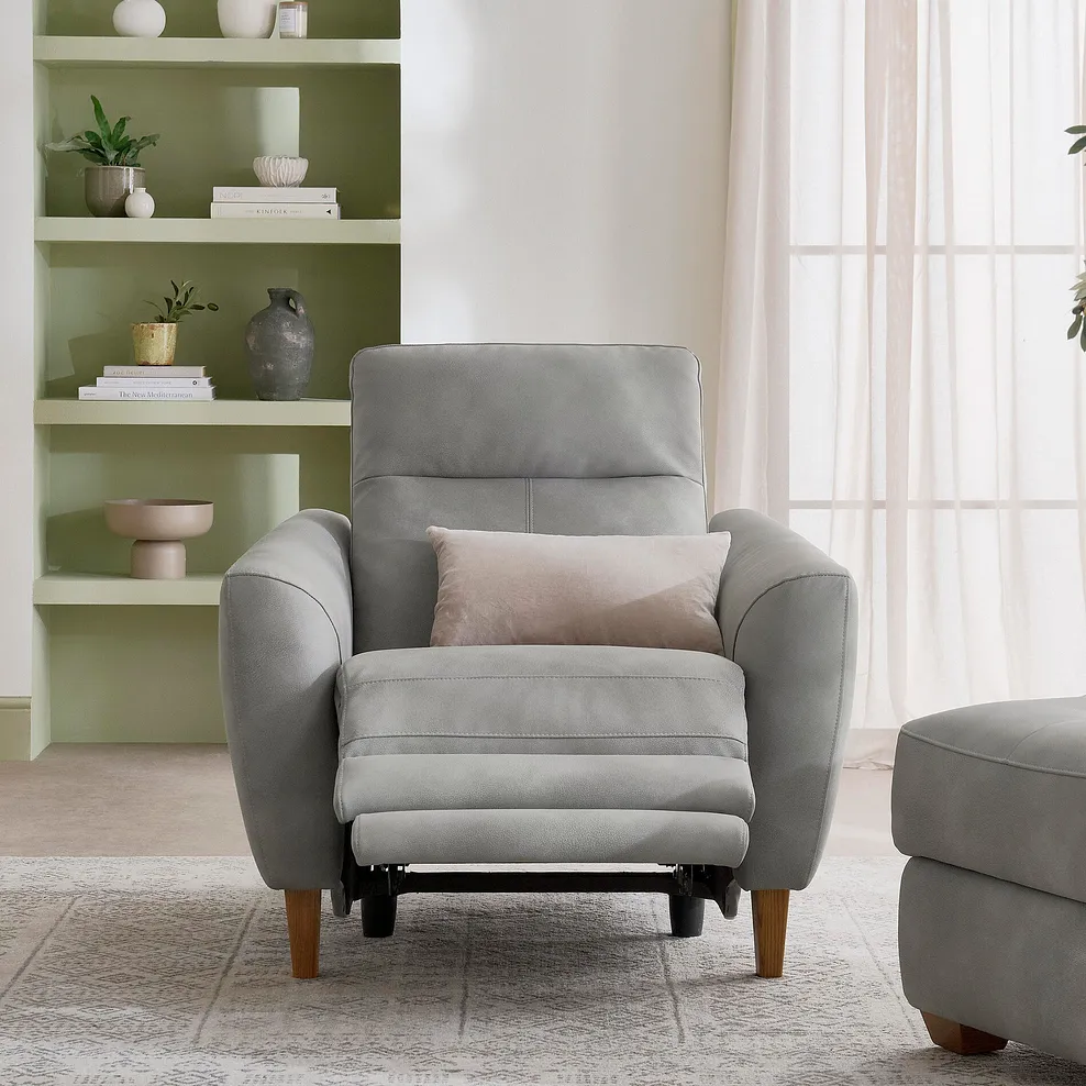 DYLAN Electric Recliner Armchair Oxford Grey Fabric - Image 6