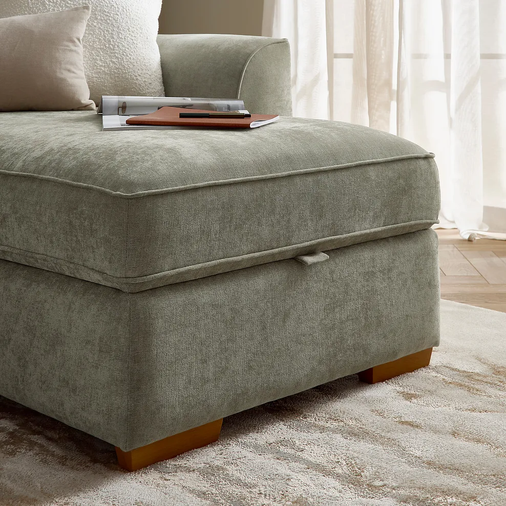 EASTLEY Right Hand Chaise Sofa with Storage Limoge Green Fabric - Image 6