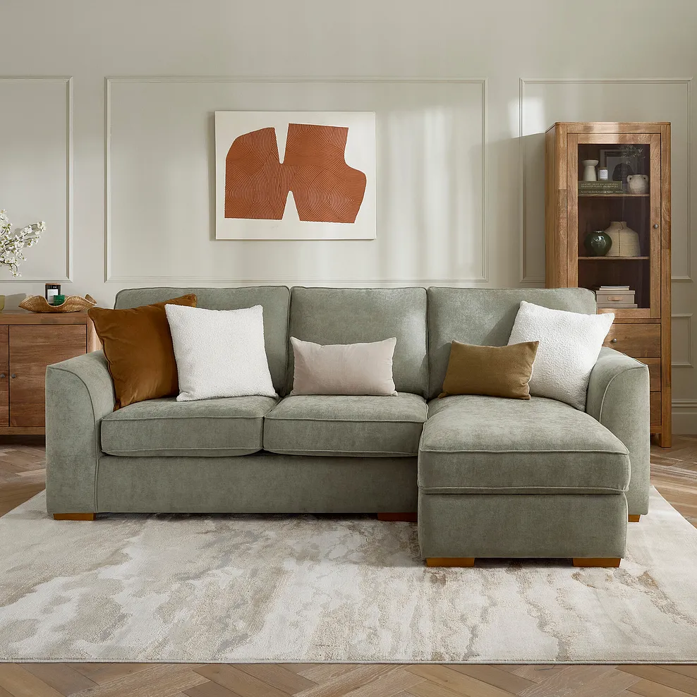 EASTLEY Right Hand Chaise Sofa with Storage Limoge Green Fabric - Image 4