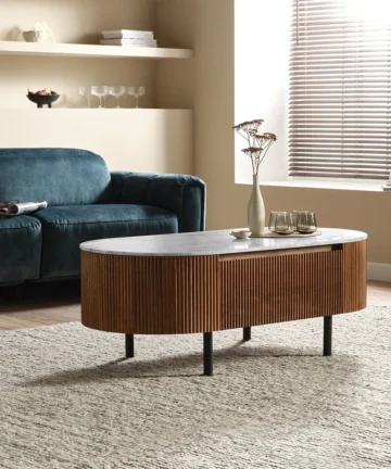 ELBA Storage Coffee Table Acacia & Italian Marble