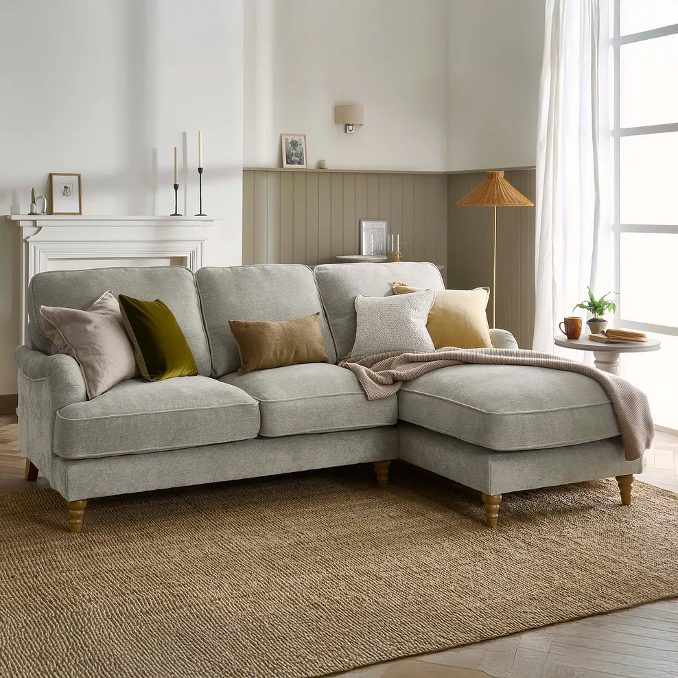 ELOISE Right Hand Chaise Sofa Marlan Natural Fabric