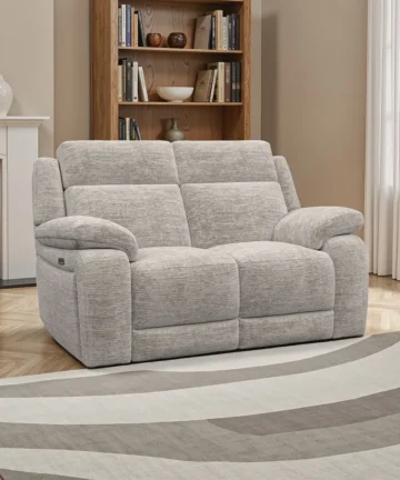 EMERSON 2 Seater Electric Recliner Sofa Luxe Natural Fabric