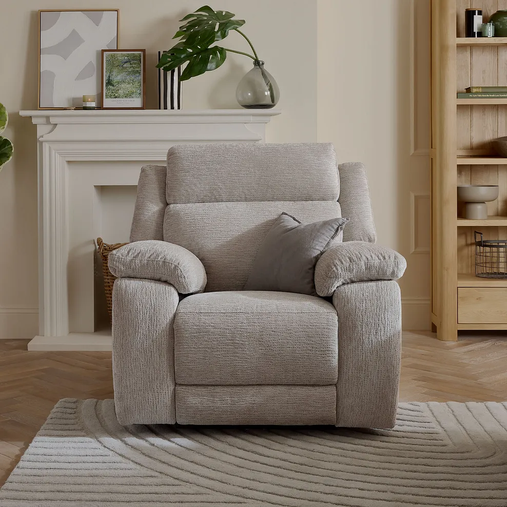 EMERSON Electric Recliner Armchair Luxe Natural Fabric - Image 4
