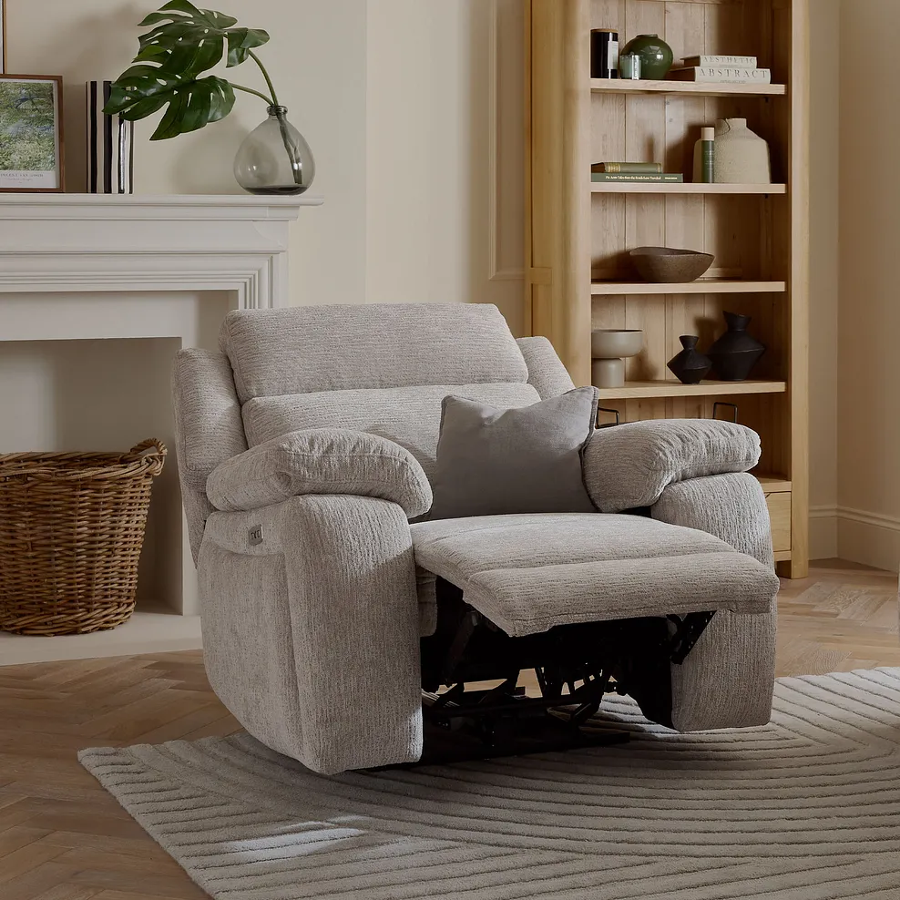 EMERSON Electric Recliner Armchair Luxe Natural Fabric - Image 3