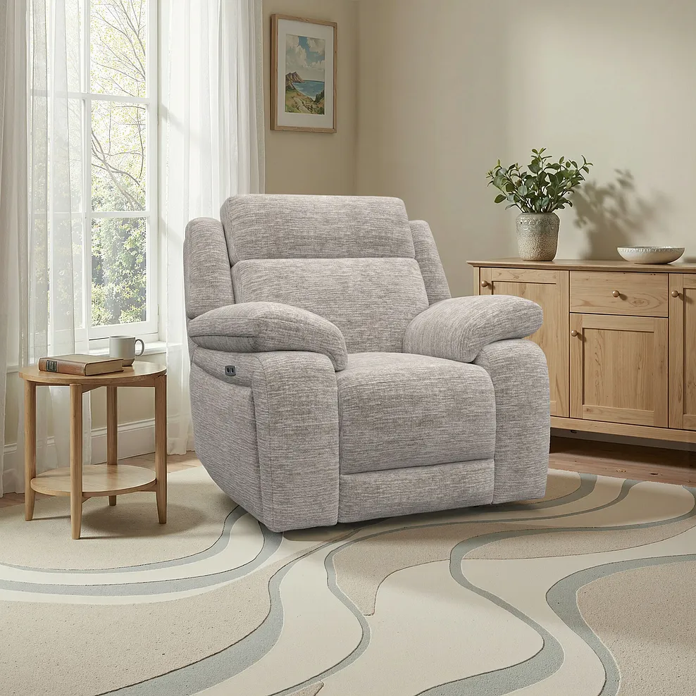 EMERSON Electric Recliner Armchair Luxe Natural Fabric - Image 19