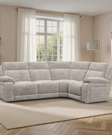 EMERSON Corner Electric Recliner Left Hand Luxe Natural Fabric