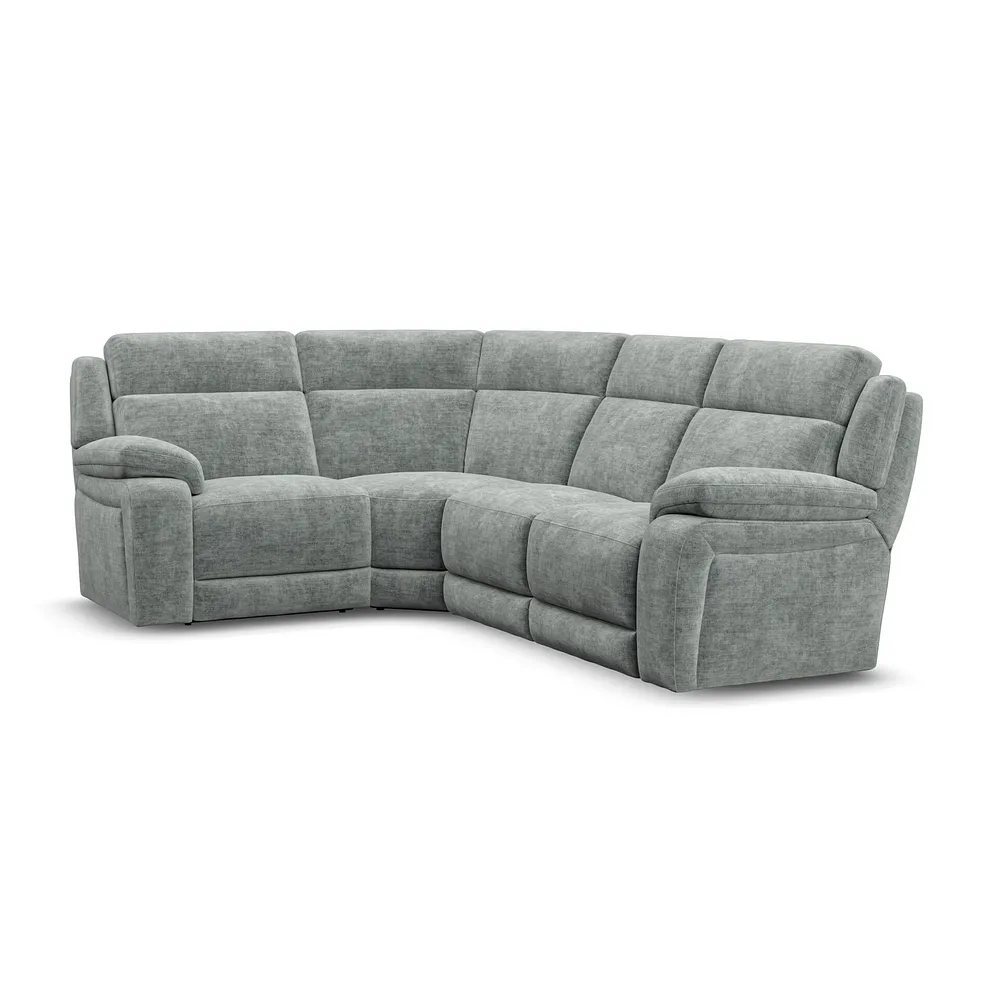 EMERSON Corner Sofa Right Hand Plush Silver Fabric - Image 2