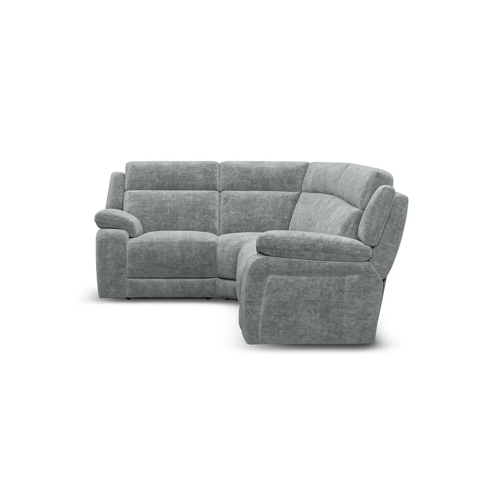 EMERSON Corner Sofa Right Hand Plush Silver Fabric - Image 3