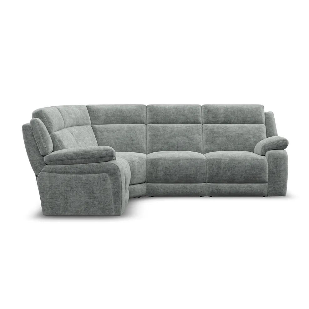 EMERSON Corner Sofa Right Hand Plush Silver Fabric - Image 5