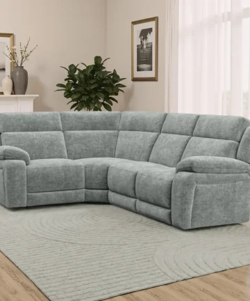 EMERSON Corner Sofa Right Hand Plush Silver Fabric