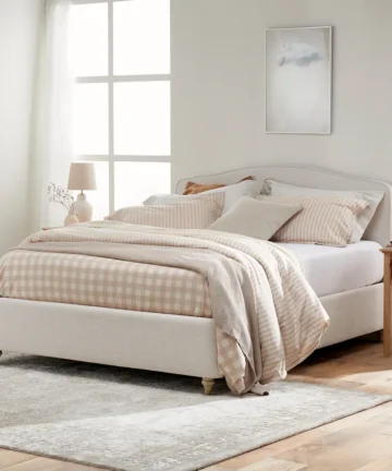 EVESHAM Double Ottoman Bed Carina Parchment Fabric