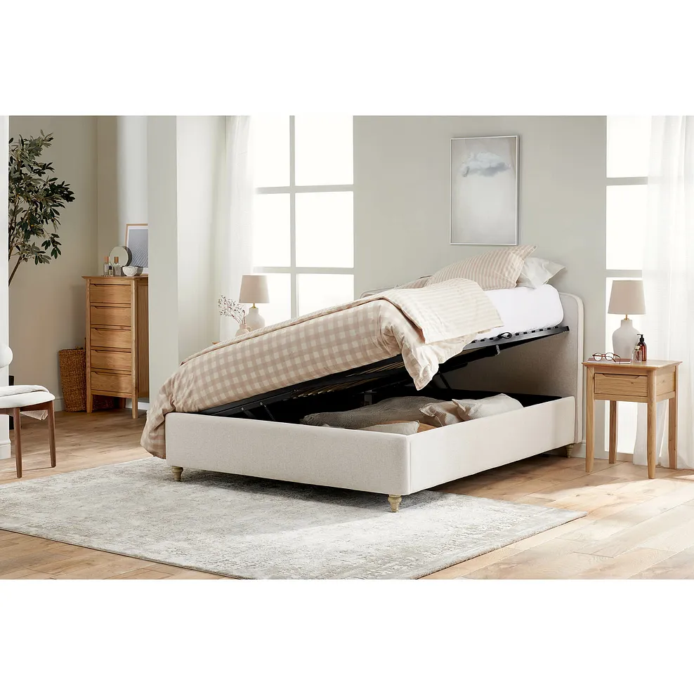 EVESHAM Super King-size Ottoman Bed Carina Parchment Fabric - Image 3