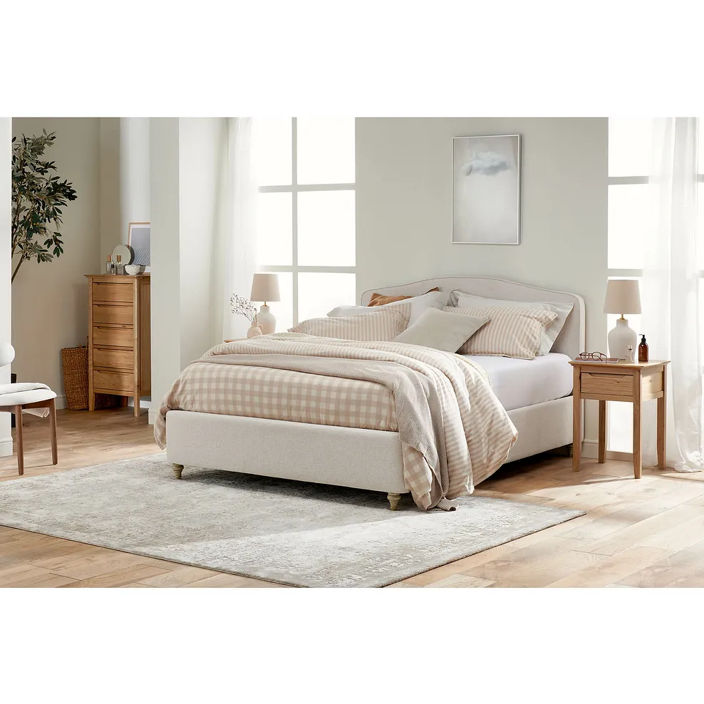 EVESHAM Super King-size Ottoman Bed Carina Parchment Fabric