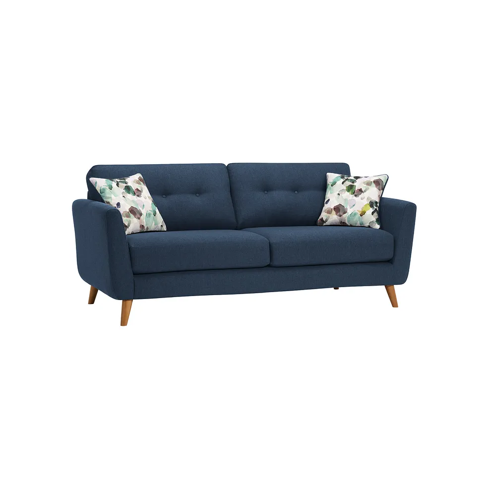 EVIE 3 Seater Sofa Blue Fabric - Image 2