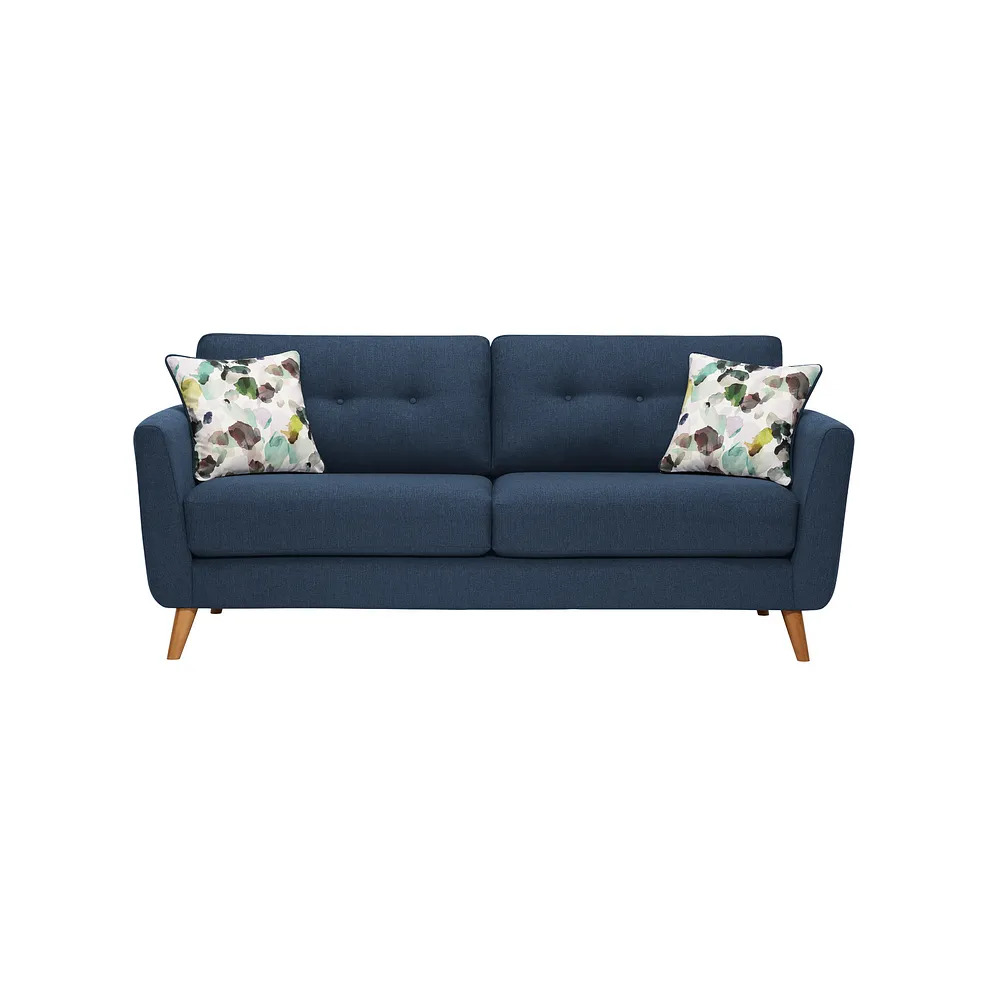 EVIE 3 Seater Sofa Blue Fabric - Image 3