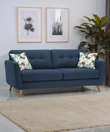 EVIE 3 Seater Sofa Blue Fabric