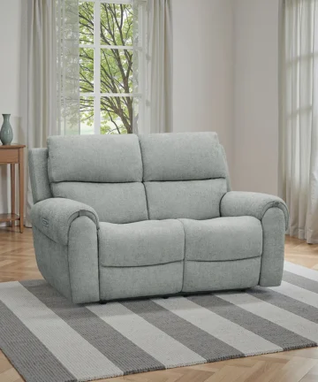 EZRA 2 Seater Electric Recliner Sofa Hopsack Platinum Fabric
