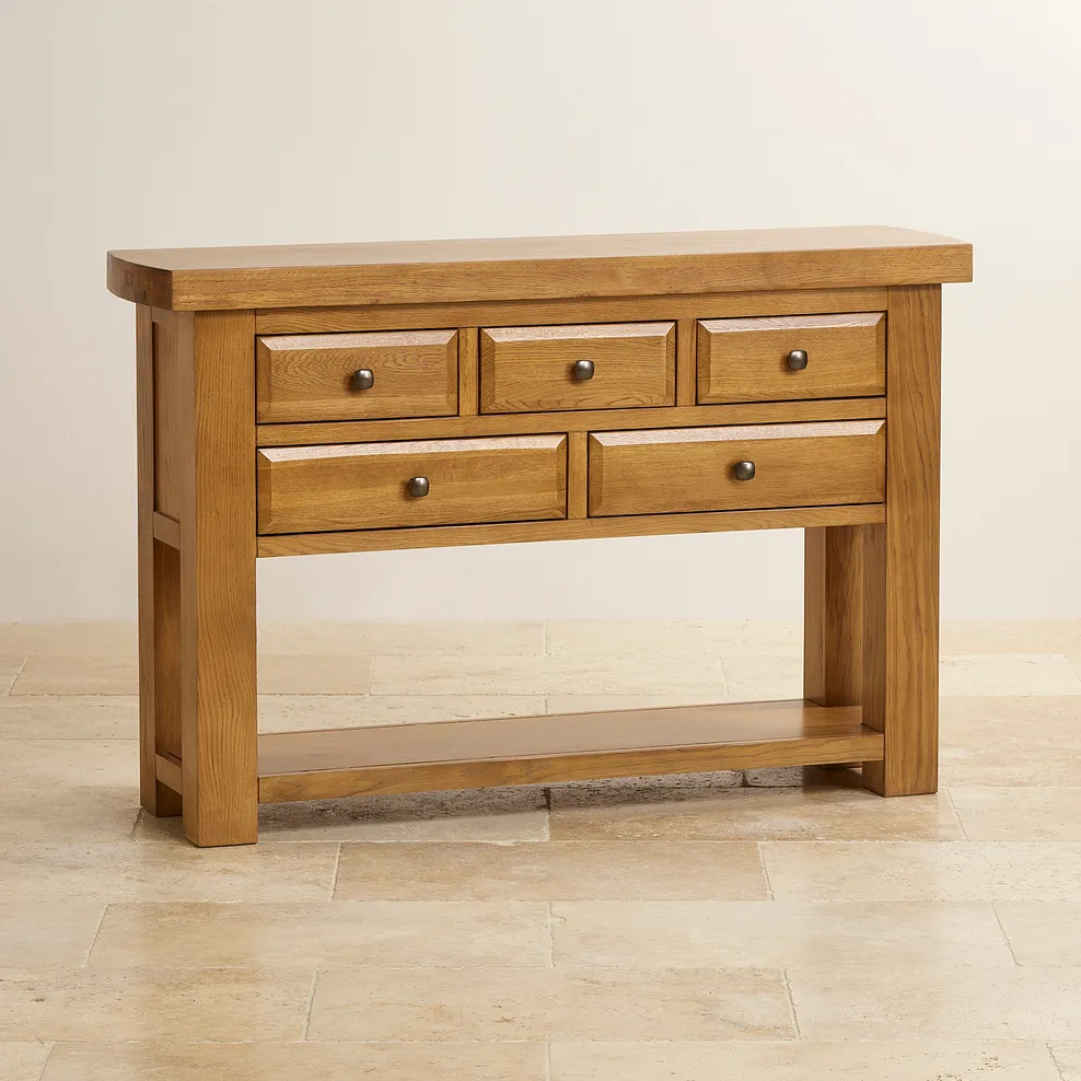 HERCULES Console Table Rustic Solid Oak - Image 3