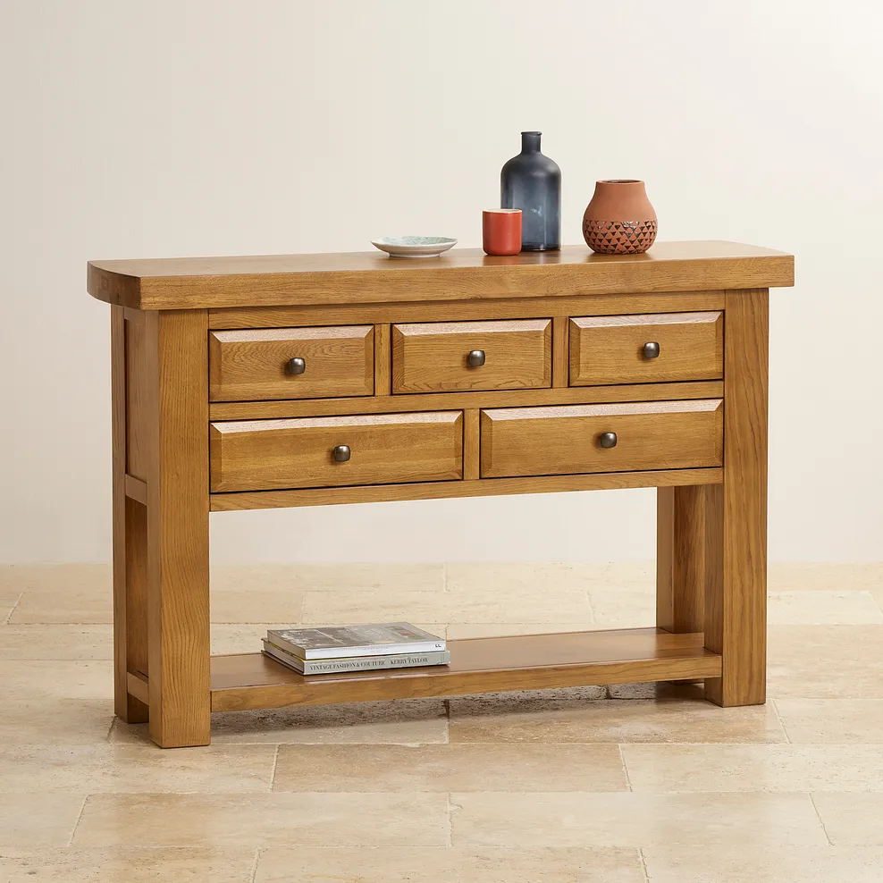 HERCULES Console Table Rustic Solid Oak - Image 5