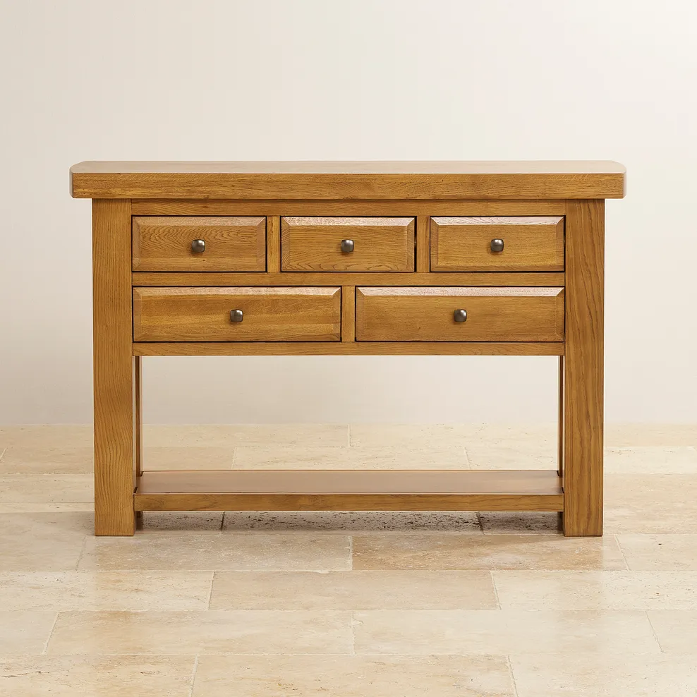 HERCULES Console Table Rustic Solid Oak - Image 4