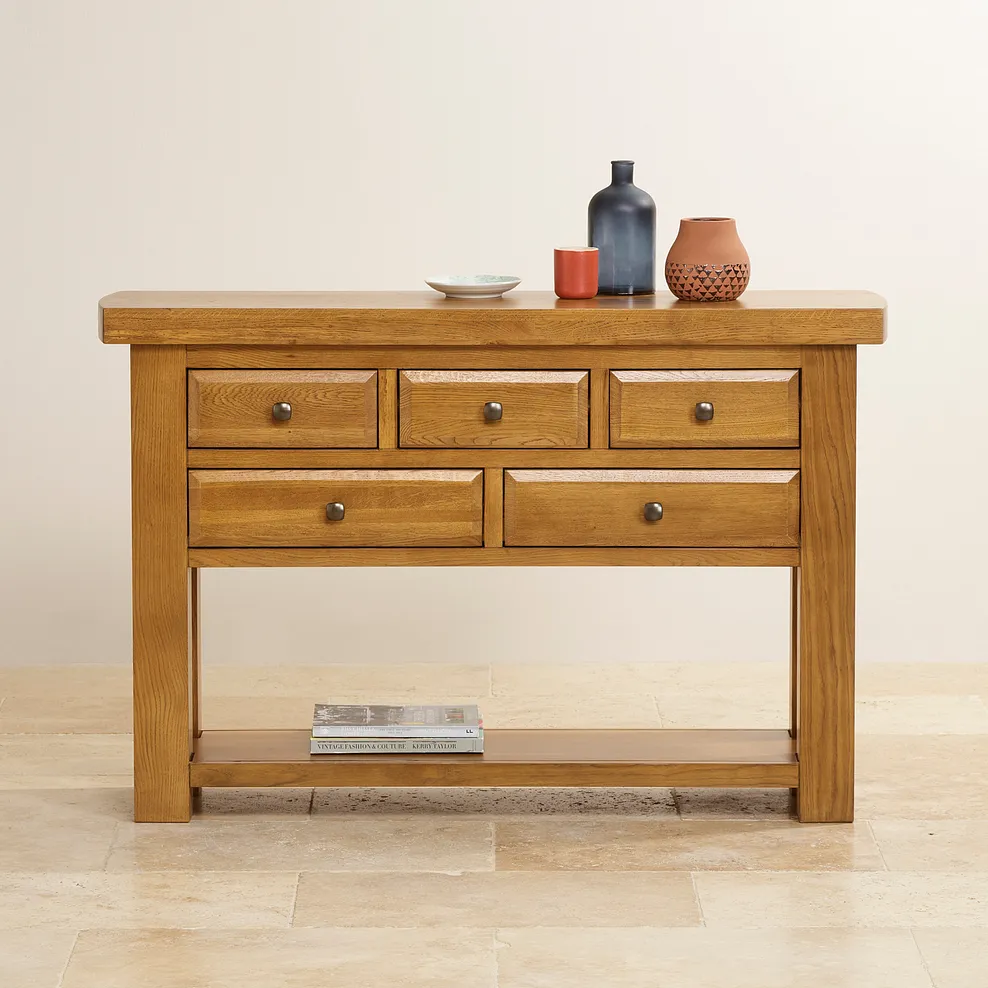 HERCULES Console Table Rustic Solid Oak - Image 6