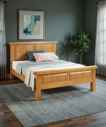 HERCULES King-Size Bed Rustic Solid Oak