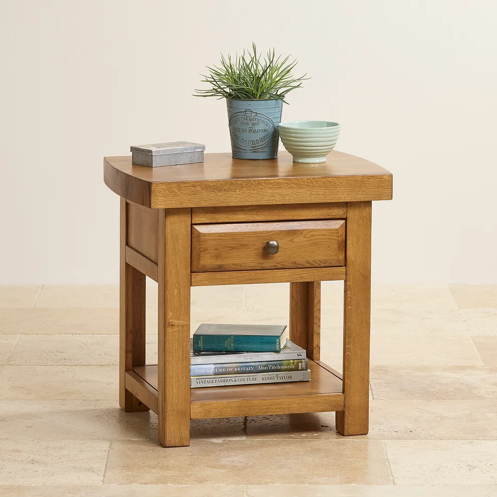 HERCULES Side Table Rustic Solid Oak - Image 5