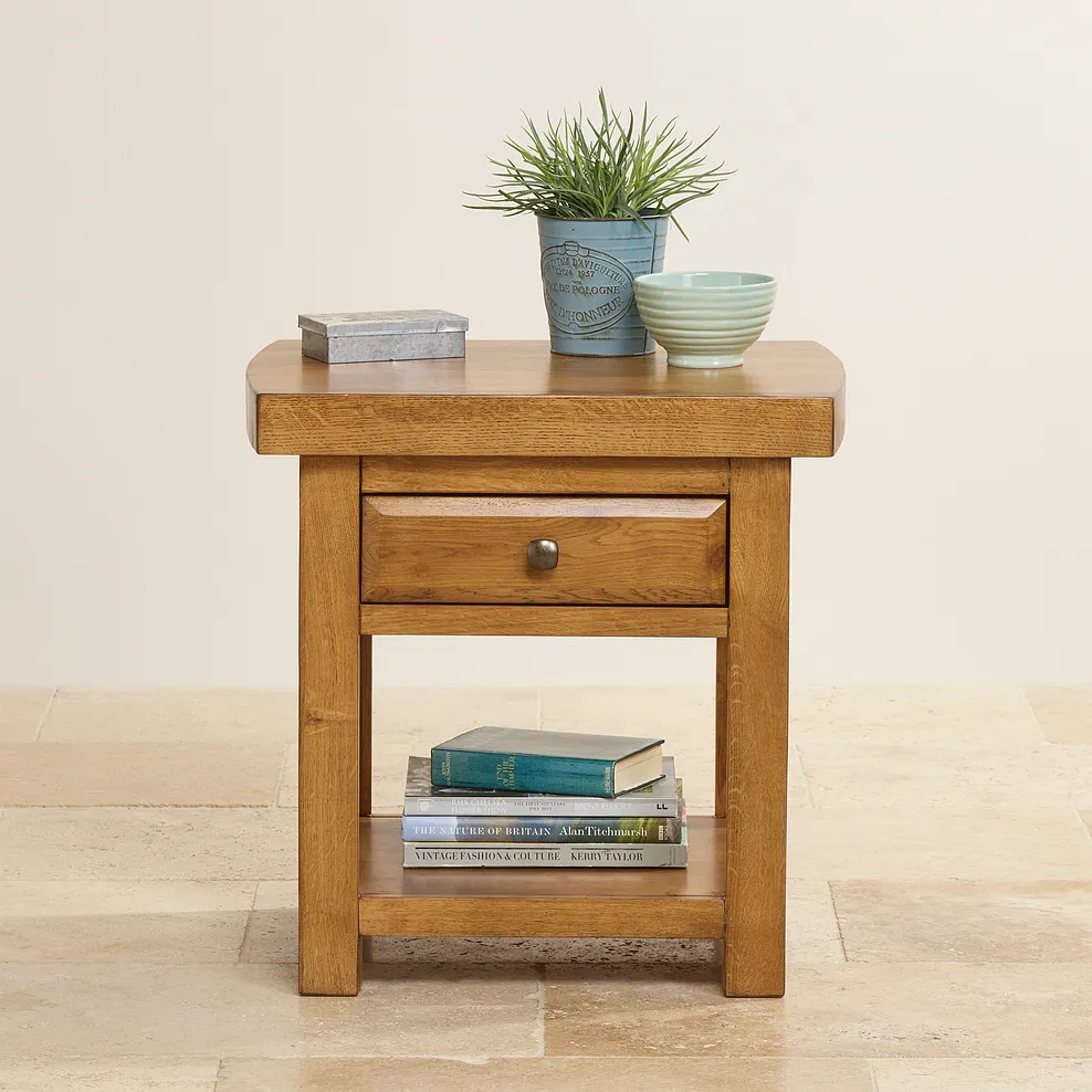 HERCULES Side Table Rustic Solid Oak - Image 6