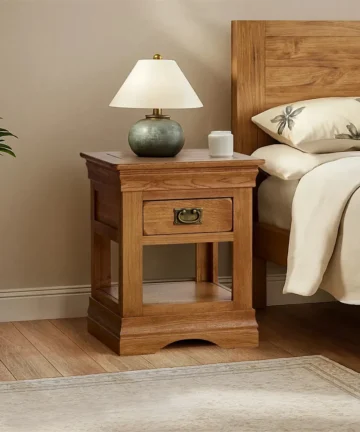 FRENCH FARMHOUSE 1 Drawer Bedside Table Rustic Solid Oak