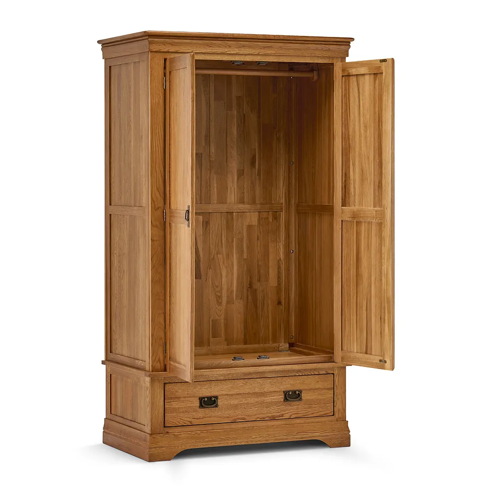 FRENCH FARMHOUSE Double Wardrobe Rustic Solid Oak - Image 3