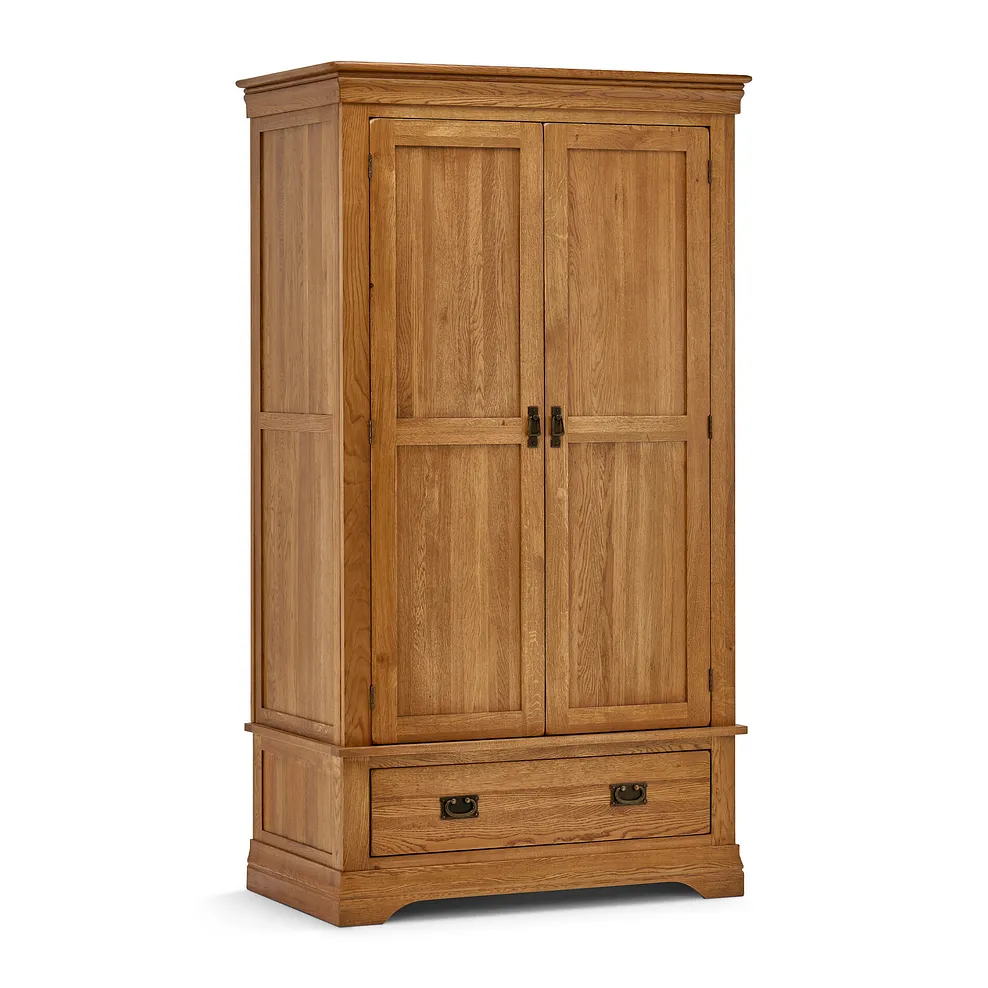 FRENCH FARMHOUSE Double Wardrobe Rustic Solid Oak - Image 2