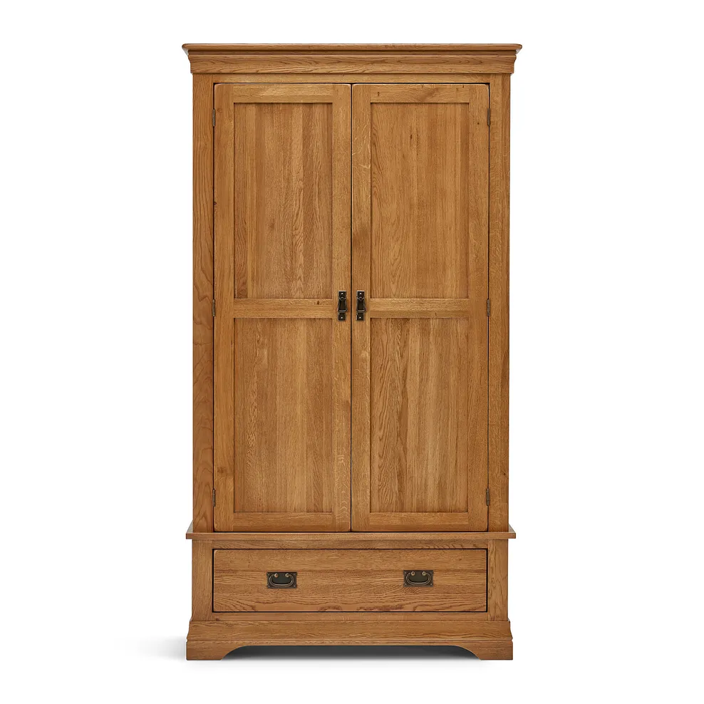 FRENCH FARMHOUSE Double Wardrobe Rustic Solid Oak - Image 4