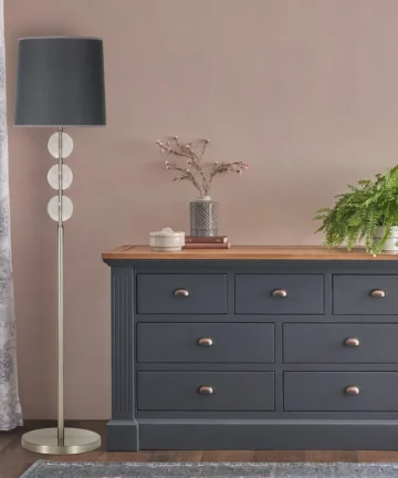 CLARIDGE FLOOR LAMP Clear Glass & Nickel