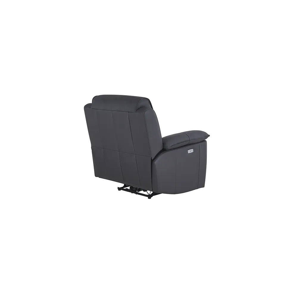 GOODWOOD Electric Recliner Armchair Dark Grey Leather - Image 6