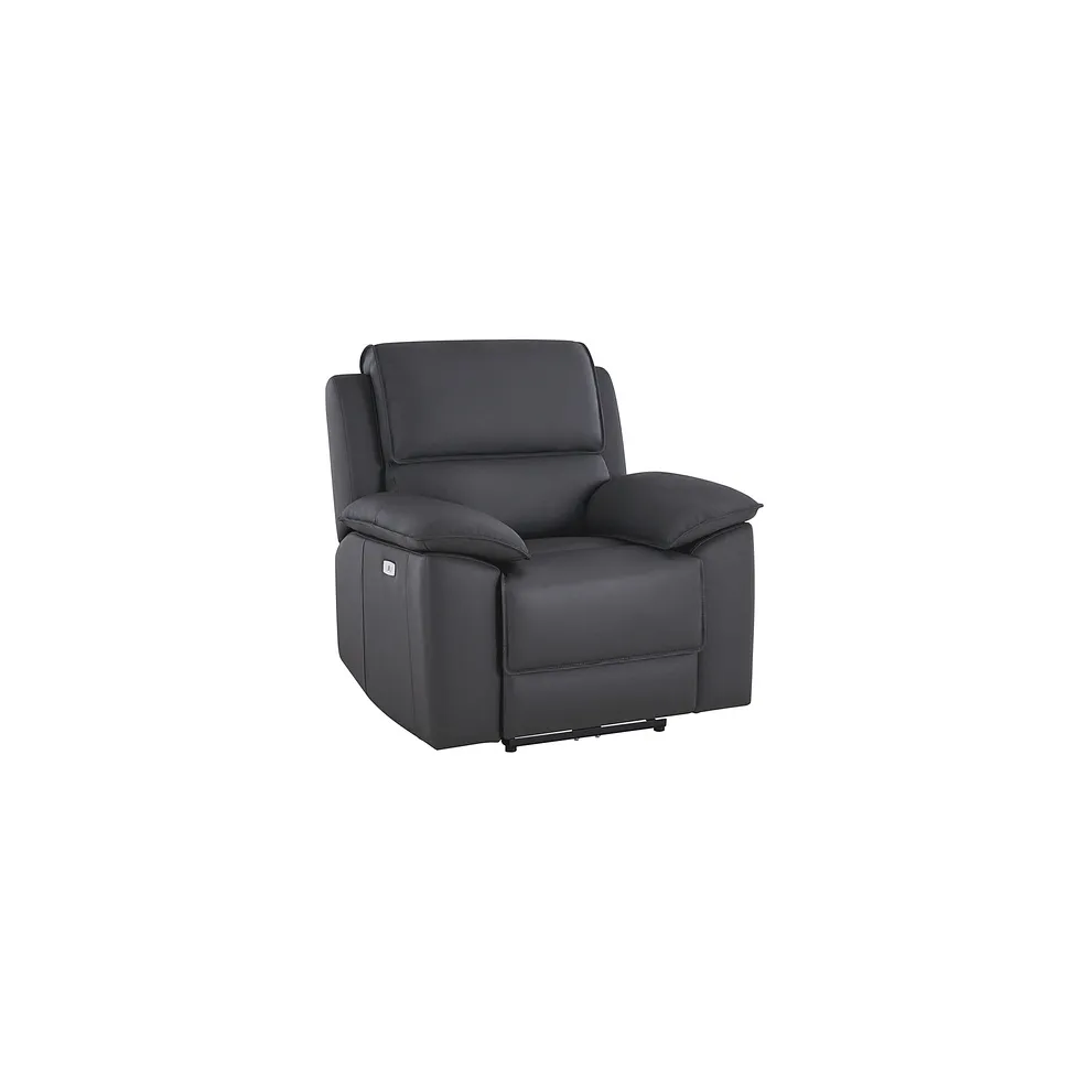 GOODWOOD Electric Recliner Armchair Dark Grey Leather - Image 2