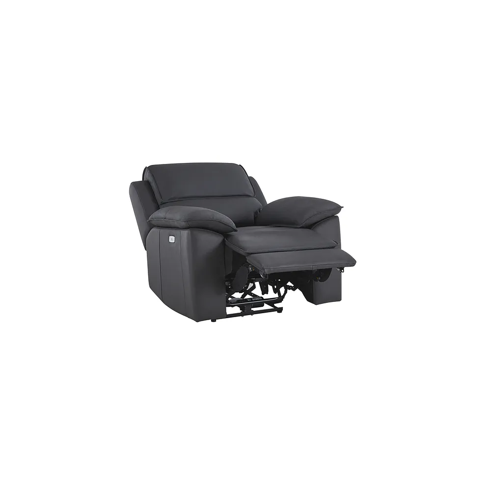 GOODWOOD Electric Recliner Armchair Dark Grey Leather - Image 5