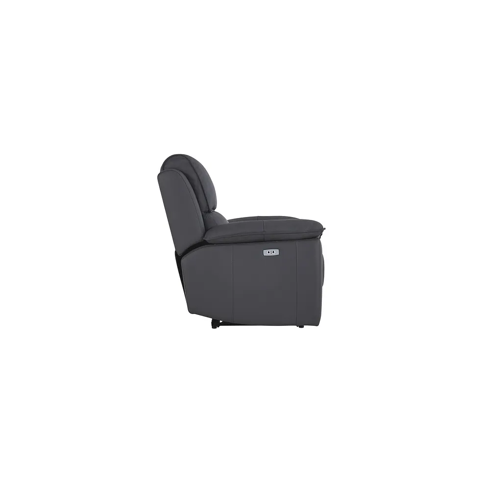 GOODWOOD Electric Recliner Armchair Dark Grey Leather - Image 7