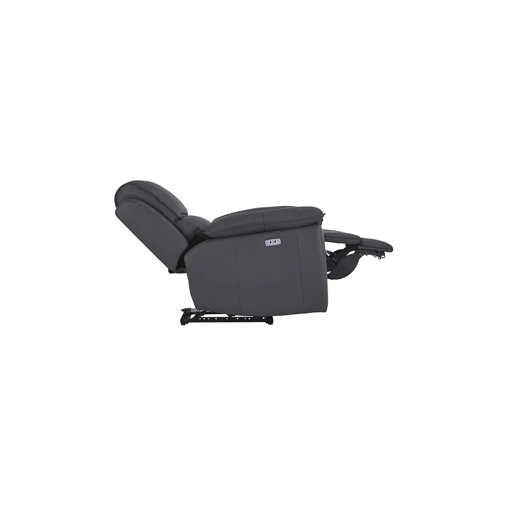 GOODWOOD Electric Recliner Armchair Dark Grey Leather - Image 8