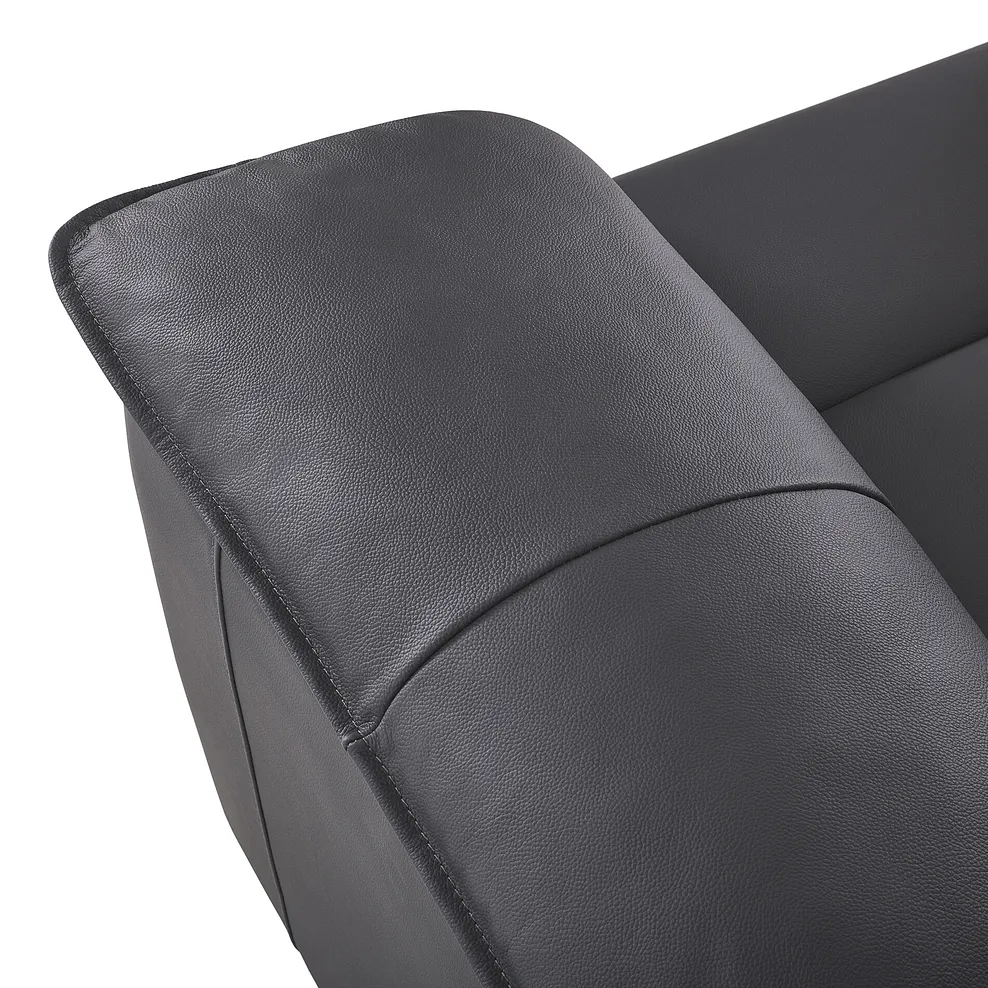 GOODWOOD Electric Recliner Armchair Dark Grey Leather - Image 11