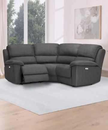 GOODWOOD Modular 3 Seat Corner Recliner Plush Charcoal Fabric
