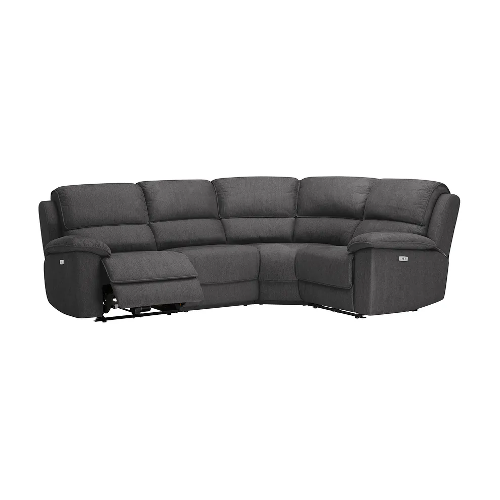 GOODWOOD Modular 4 Seat Corner Recliner Plush Charcoal Fabric