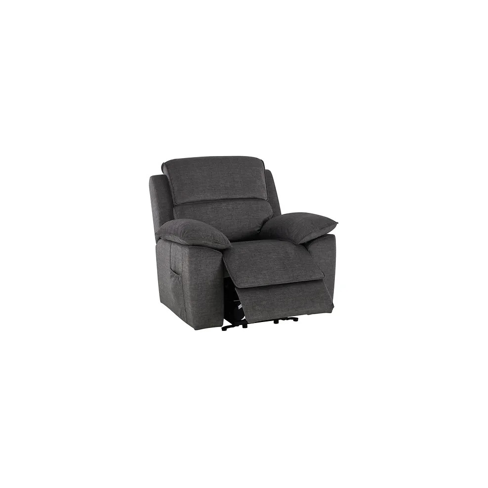 GOODWOOD Electric Riser Recliner Armchair Plush Charcoal Fabric - Image 6