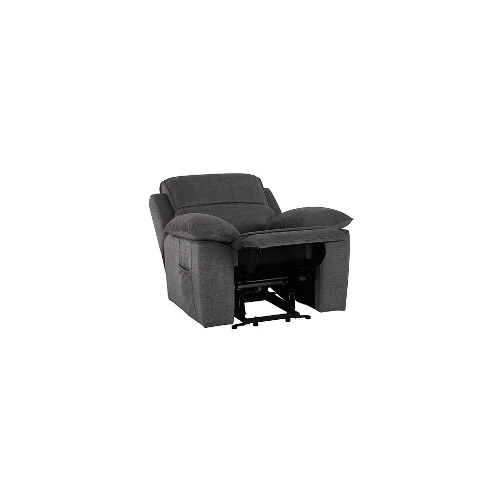 GOODWOOD Electric Riser Recliner Armchair Plush Charcoal Fabric - Image 7