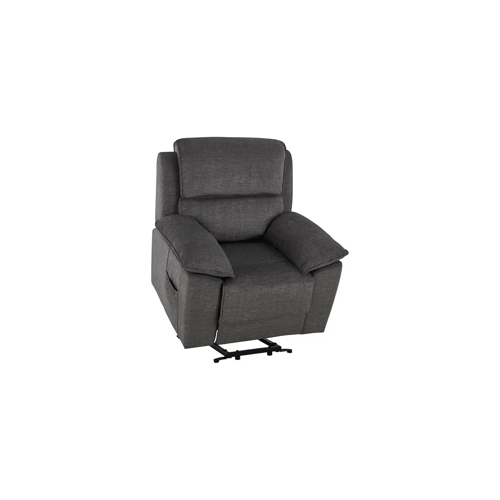 GOODWOOD Electric Riser Recliner Armchair Plush Charcoal Fabric - Image 8