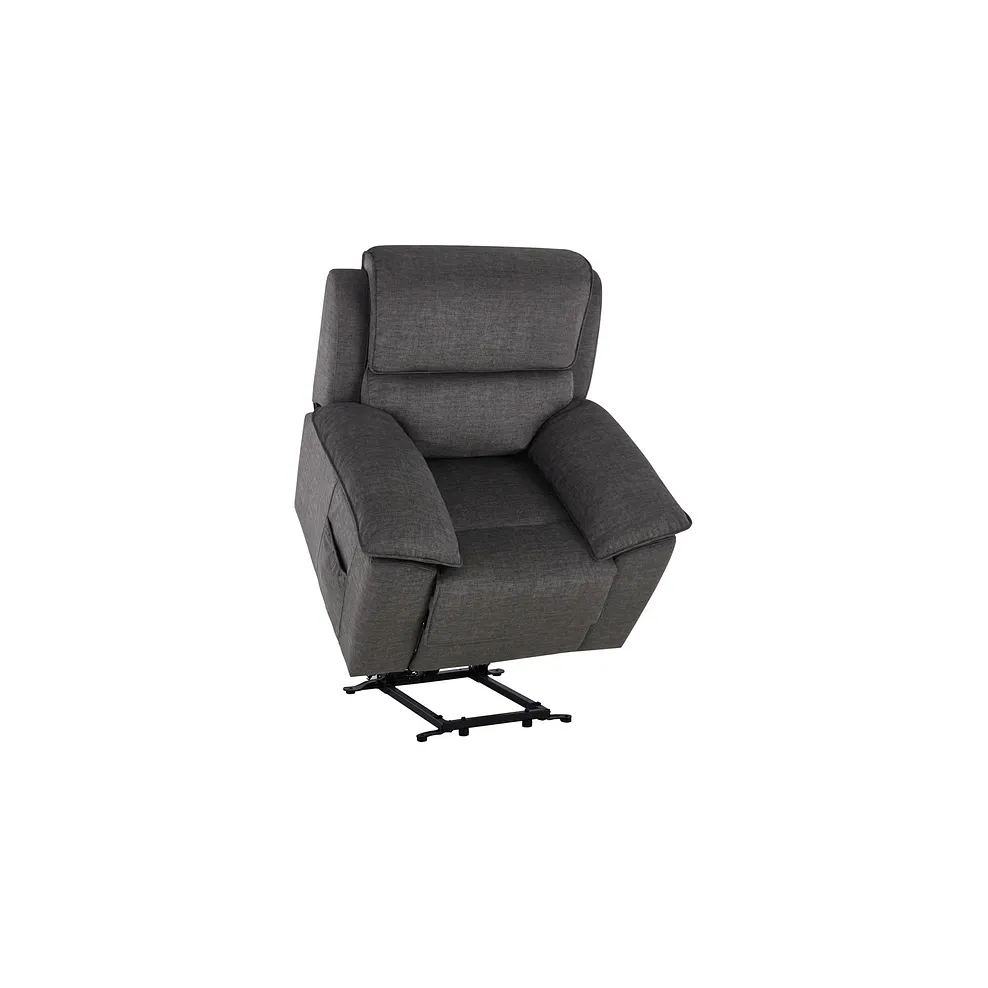 GOODWOOD Electric Riser Recliner Armchair Plush Charcoal Fabric - Image 9