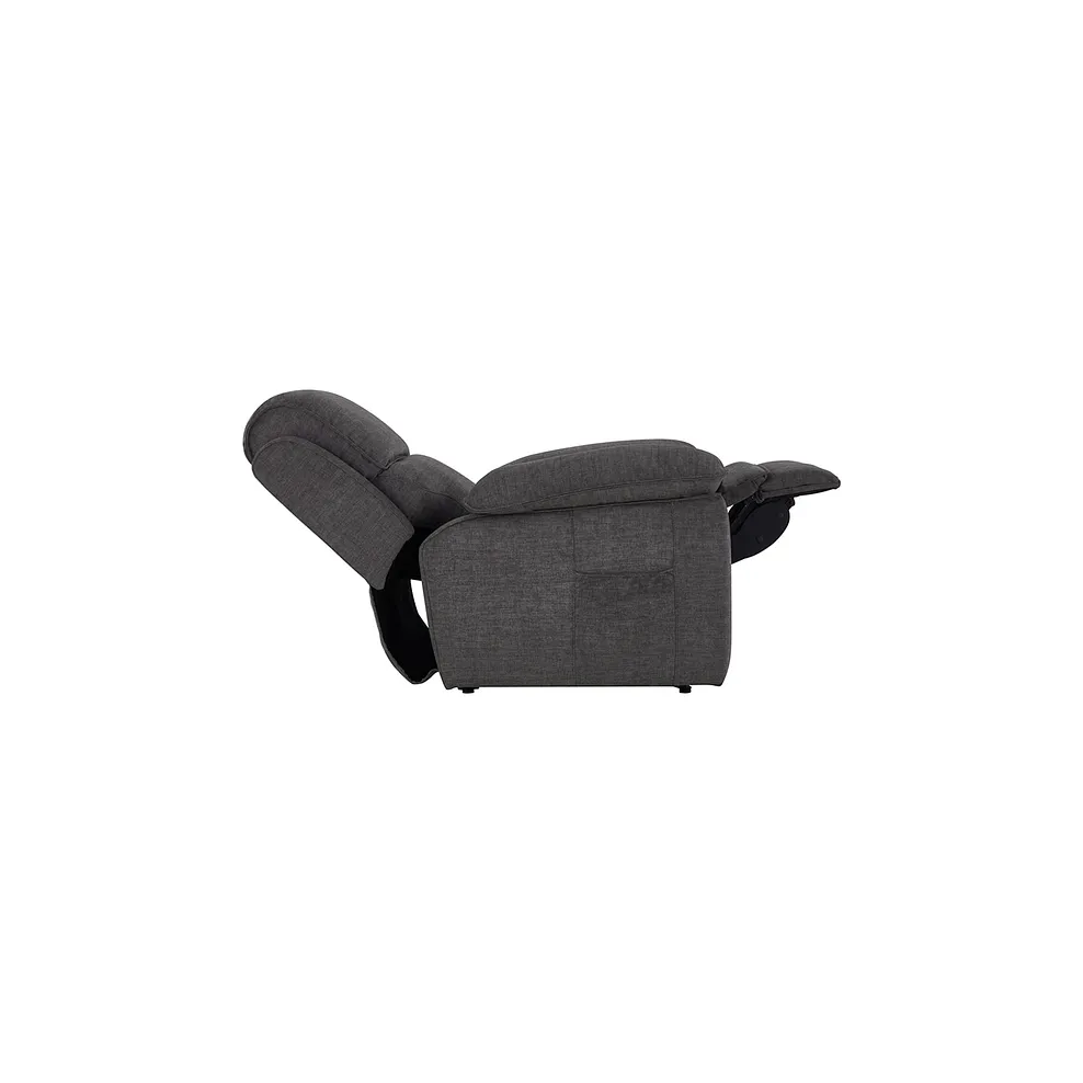 GOODWOOD Electric Riser Recliner Armchair Plush Charcoal Fabric - Image 12