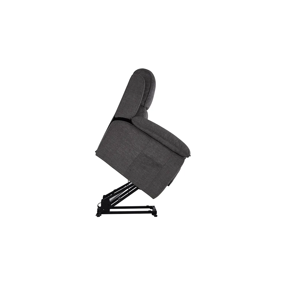 GOODWOOD Electric Riser Recliner Armchair Plush Charcoal Fabric - Image 13
