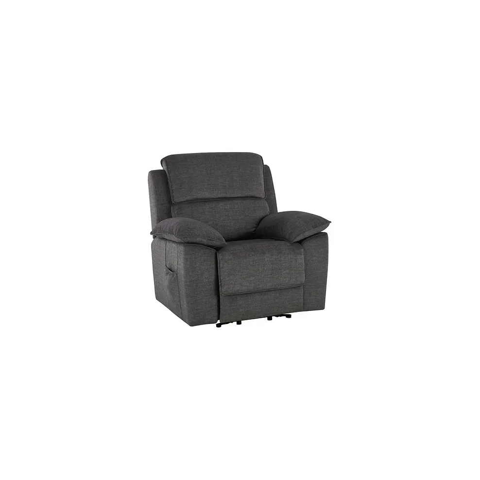 GOODWOOD Electric Riser Recliner Armchair Plush Charcoal Fabric - Image 2