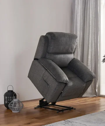 GOODWOOD Electric Riser Recliner Armchair Plush Charcoal Fabric